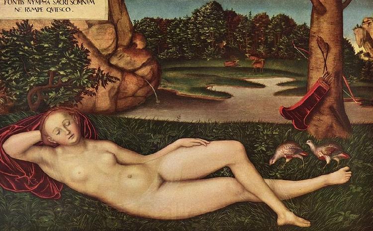 Lucas  Cranach Ruhende Quellnymphe Spain oil painting art
